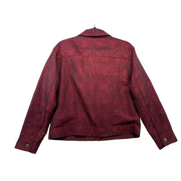 Vintage J. Jill Womens Brocade Jacket Size S Red & Black - Picture 9 of 10
